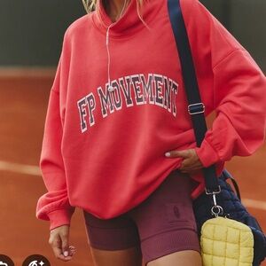 FP Movement Victory Mockneck and Shorts, burgundy and red